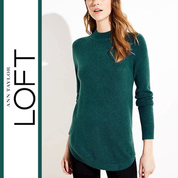 Loft Mock Neck Tunic Style Sweater 